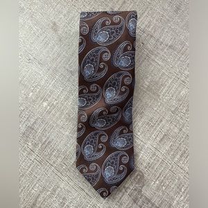 Cremieux silk Men’s tie brown & blue paisley print